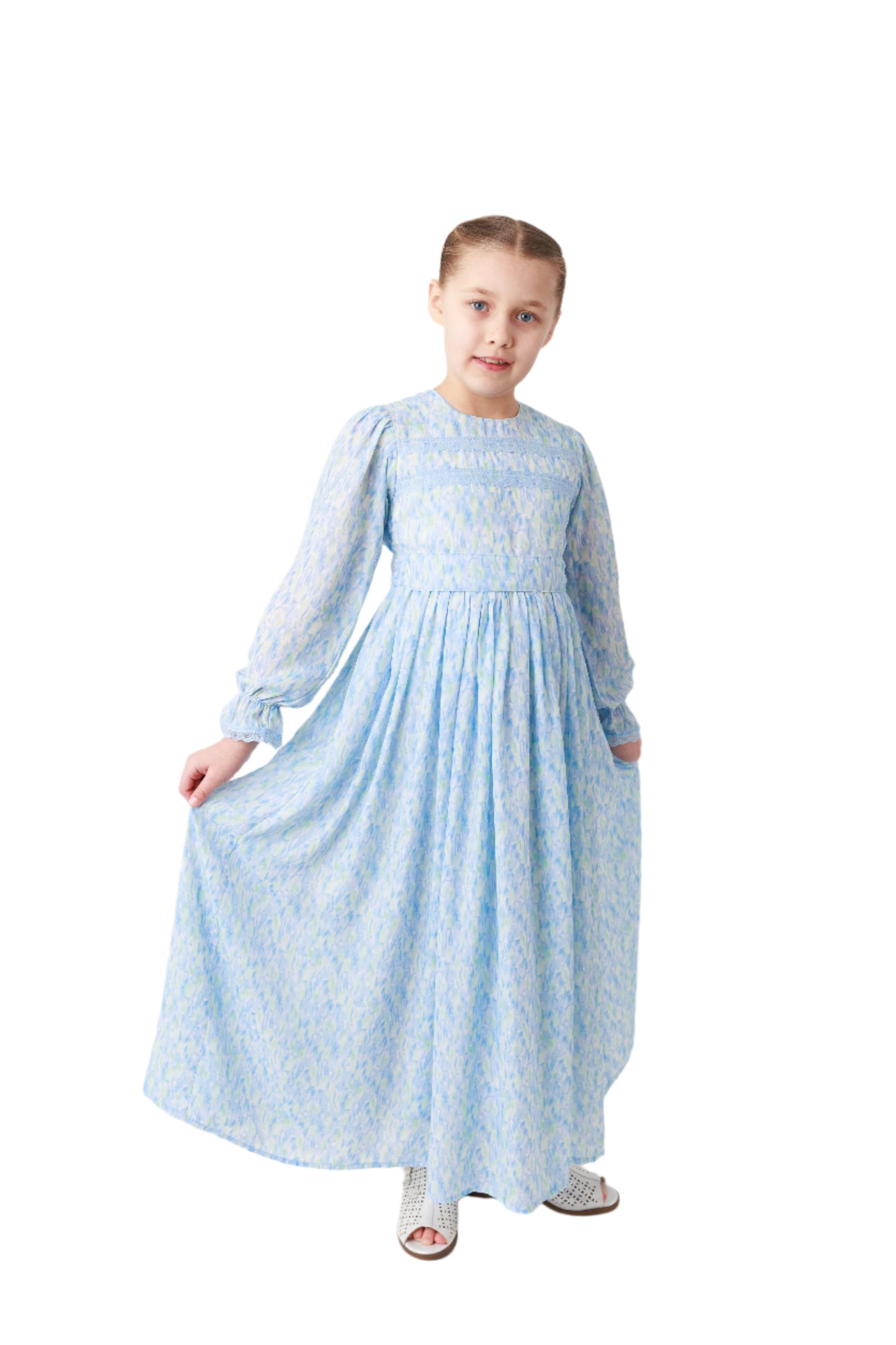Russian Traditional Orthodox Blue Tie Dye Dress