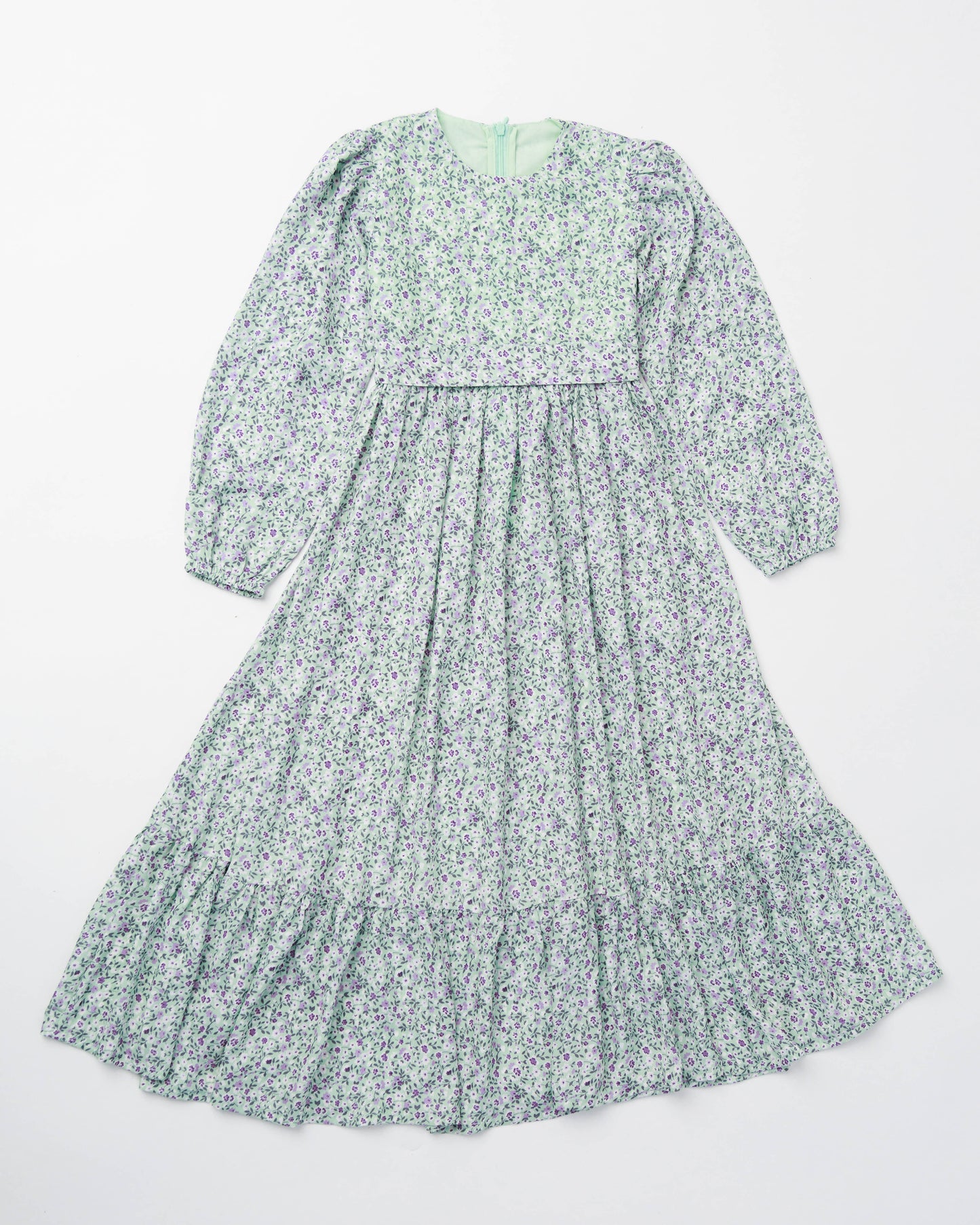 Light Green Flower Dress for Kids - Russian Orthodox Design