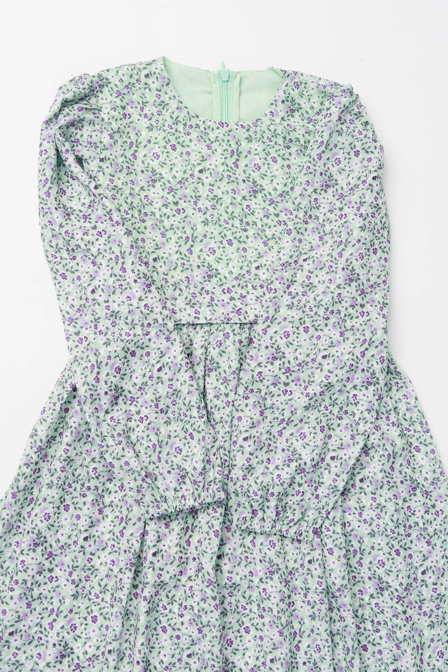Light Green Flower Dress for Kids - Russian Orthodox Design