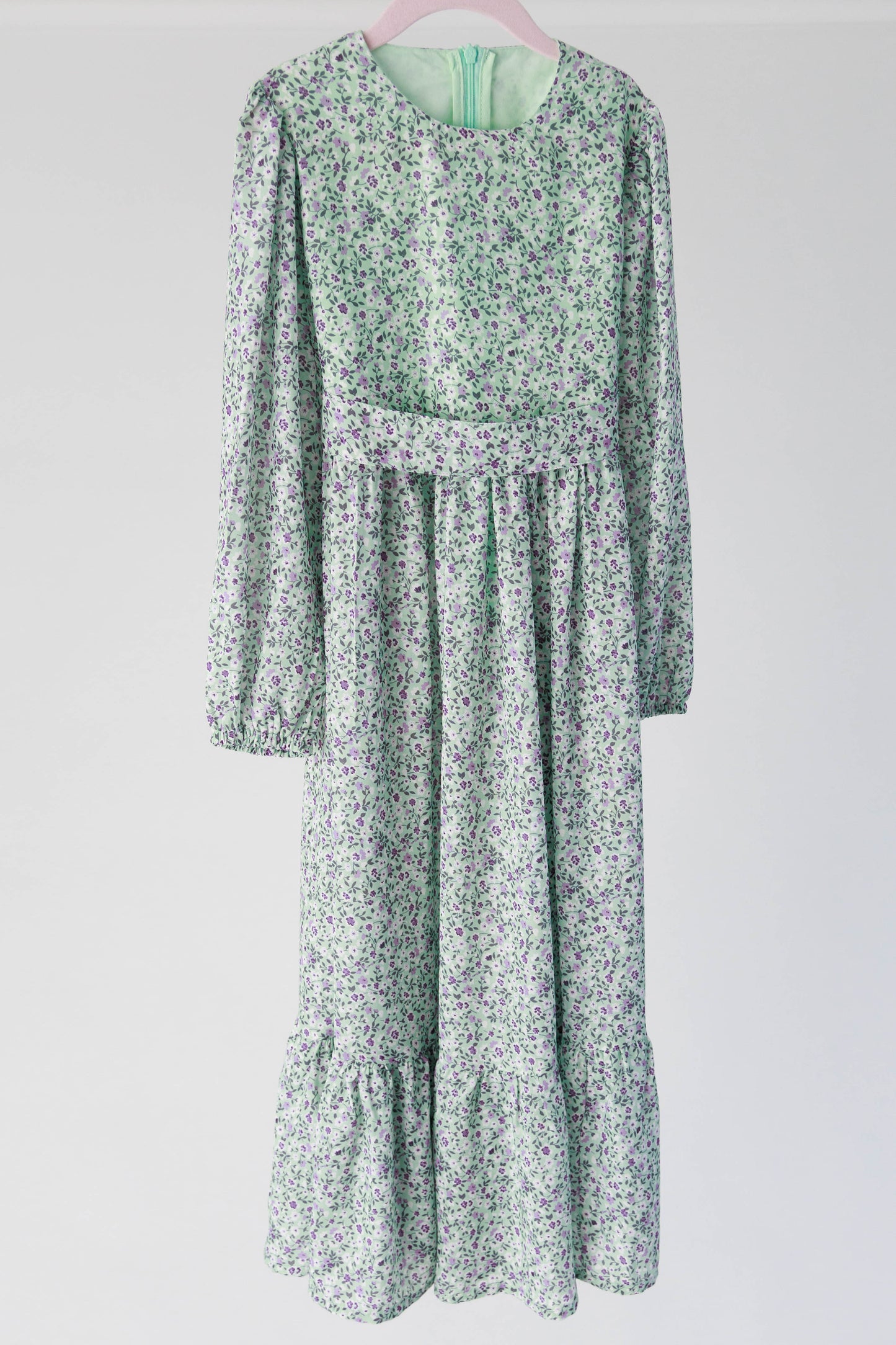 Light Green Flower Dress for Kids - Russian Orthodox Design