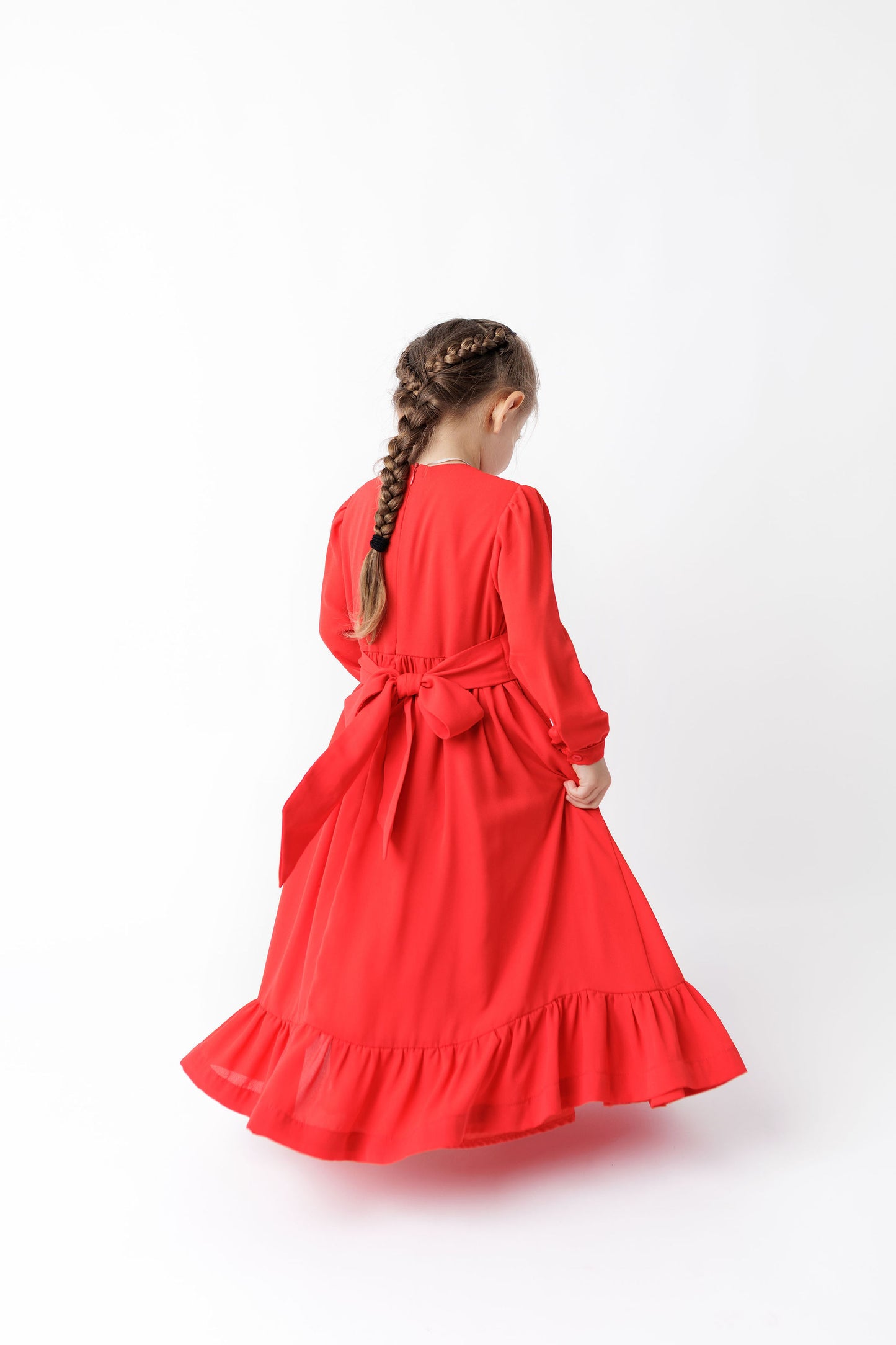 NEW Solid Red Ruffle Dress 2Y-5Y | Stylish & Comfortable Russian Traditional Dress - MonkeyFish