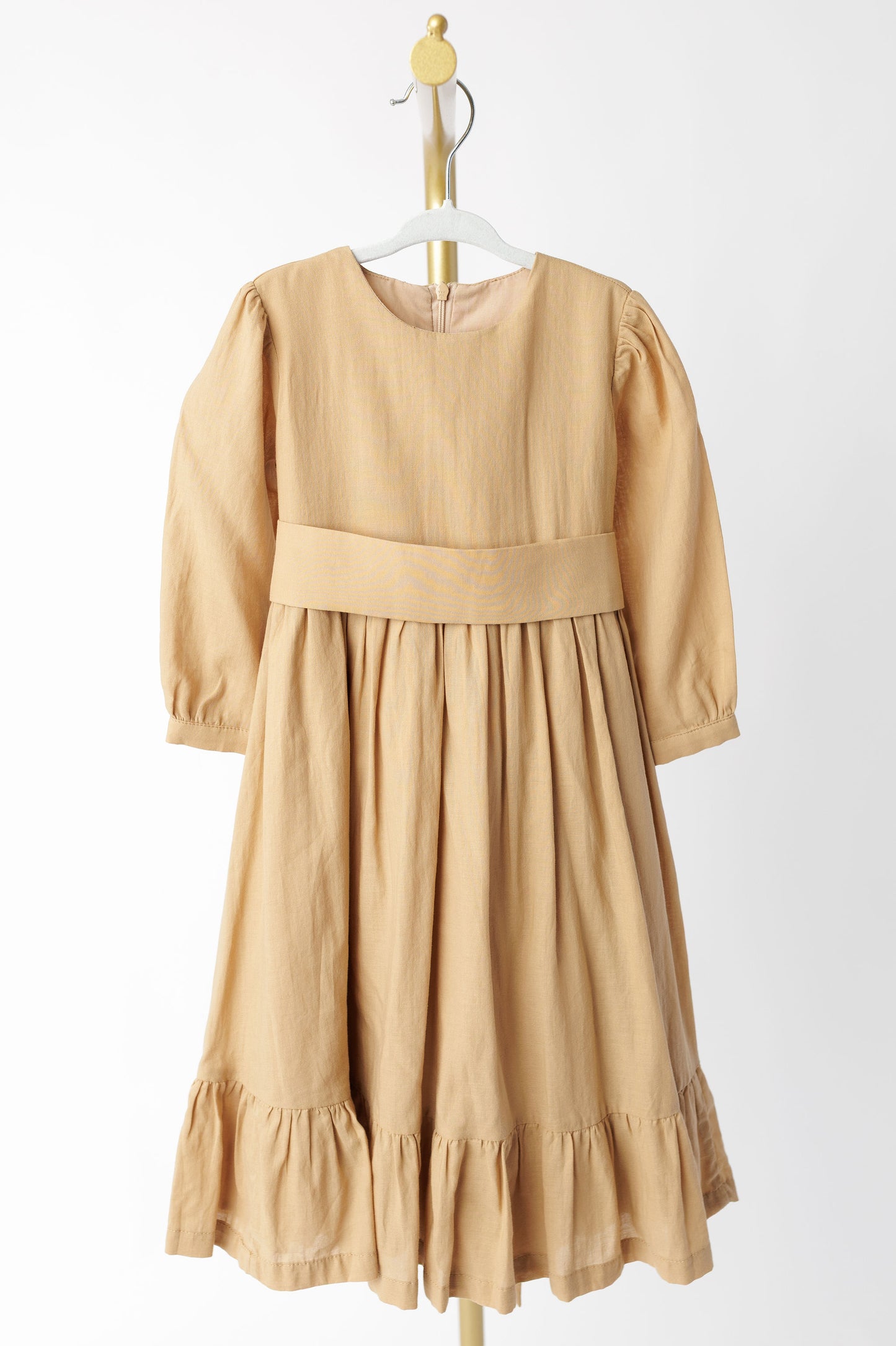 NEW Cotton Khaki Ruffle Dress 2Y-5Y | MonkeyFish Russian Traditional Dress