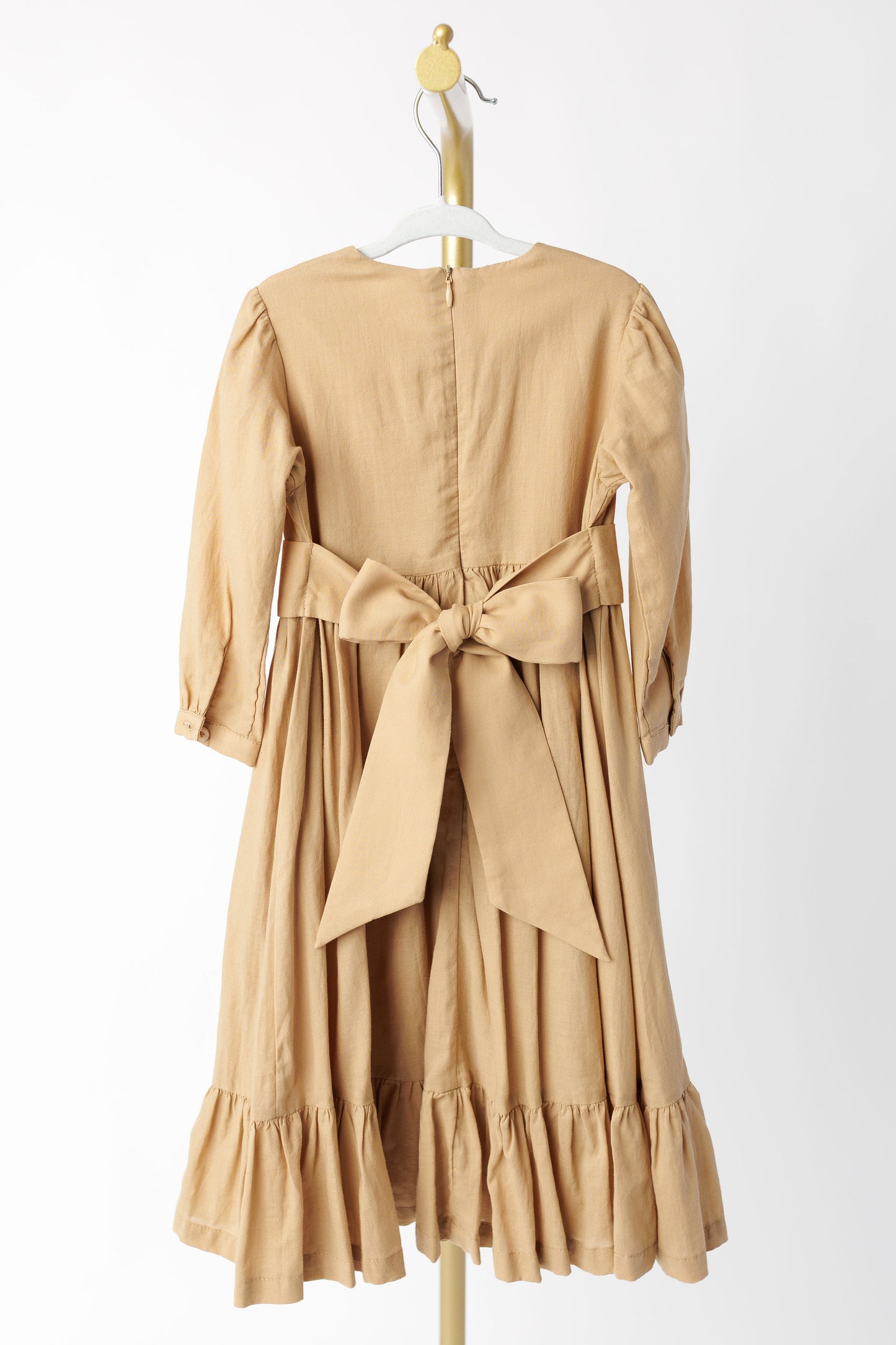 Cotton Khaki Ruffle Dress 2Y-5Y | MonkeyFish Russian Traditional Dress