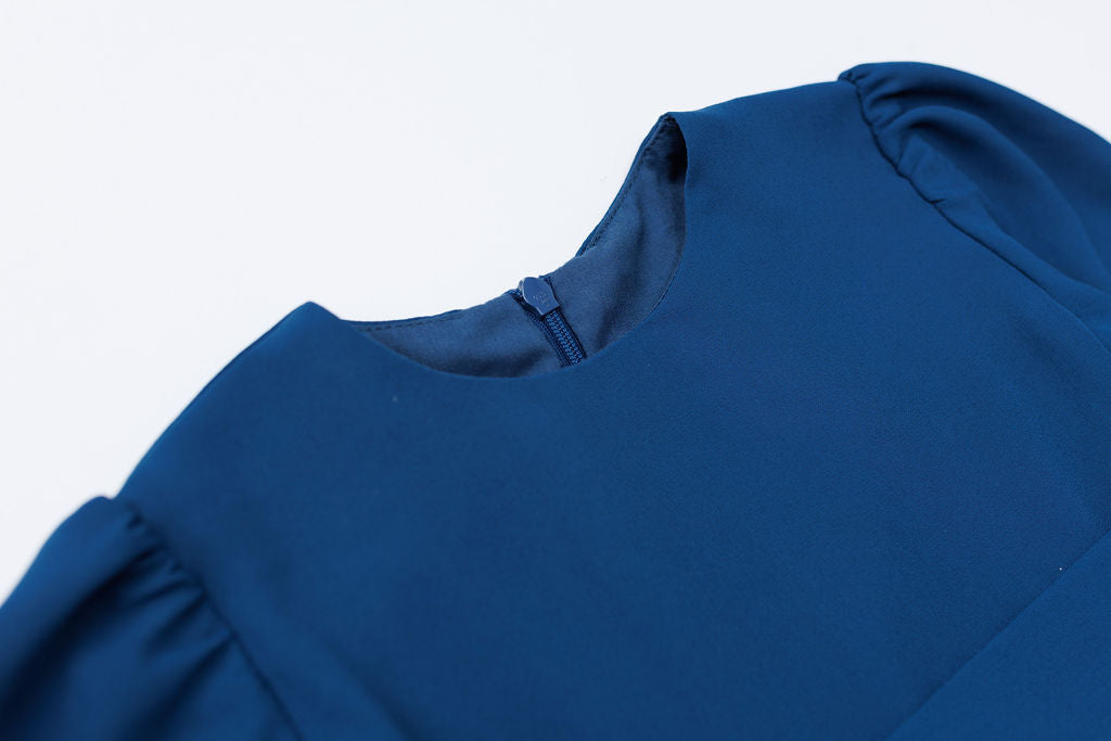 Solid Blue Ruffle Traditional Dress 2Y-5Y | MonkeyFish Russian Tranditional Dress