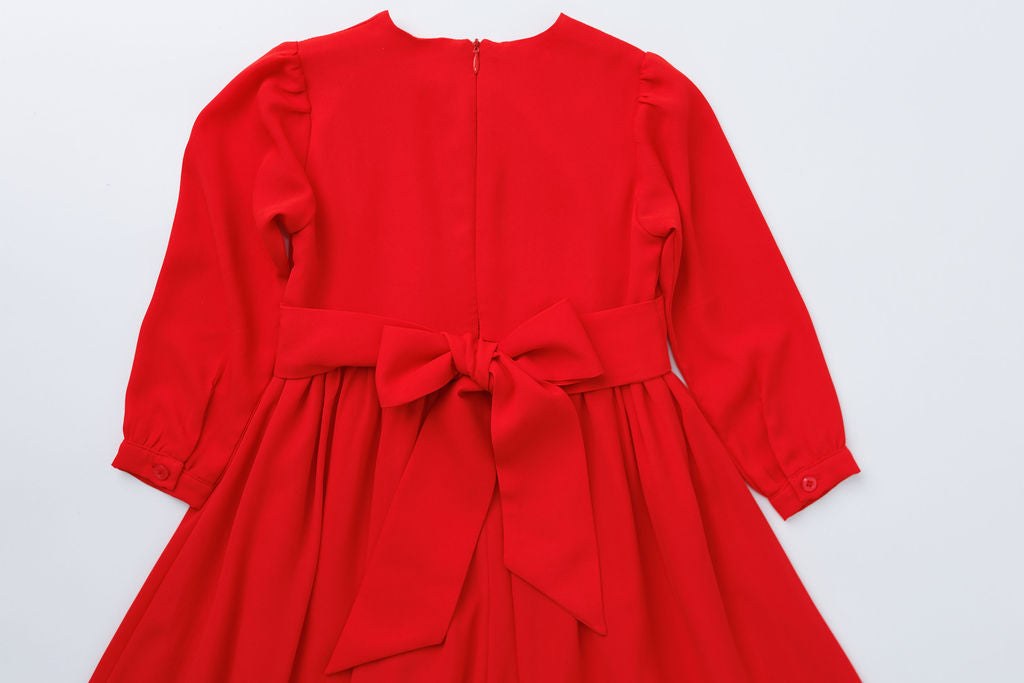 Solid Red Ruffle Dress 2Y-5Y | Stylish & Comfortable Russian Traditional Dress - MonkeyFish