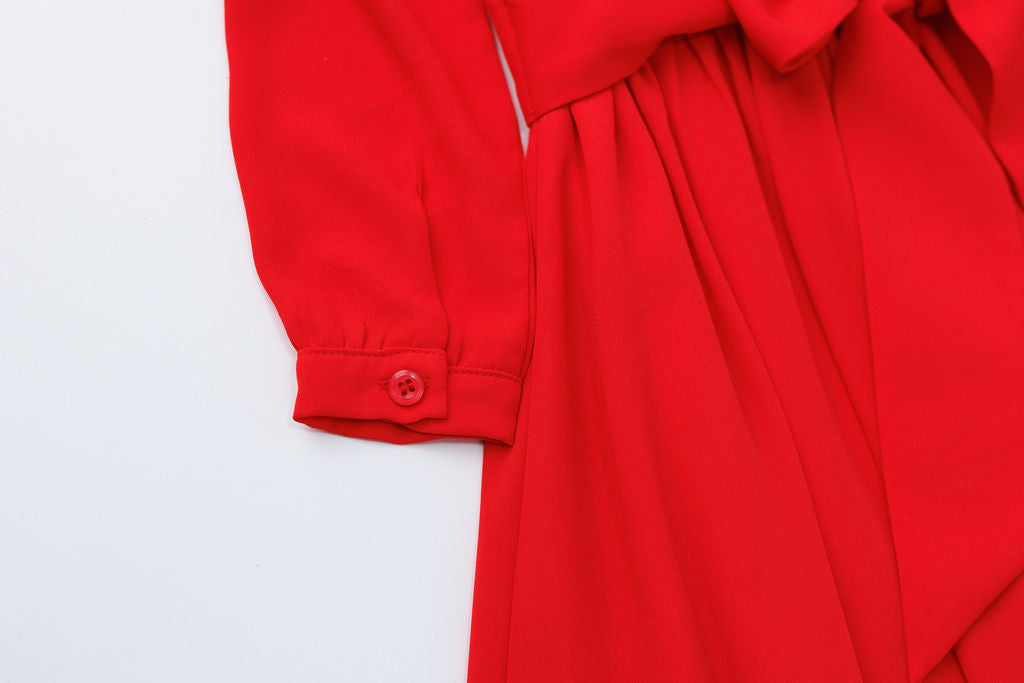 Solid Red Ruffle Dress 2Y-5Y | Stylish & Comfortable Russian Traditional Dress - MonkeyFish