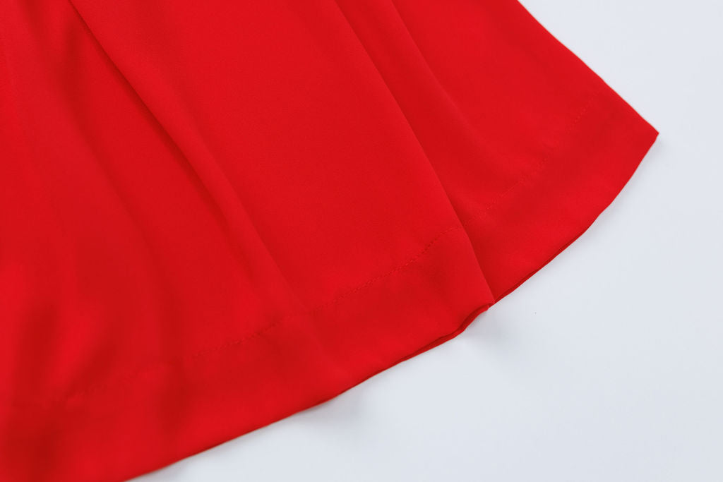 Solid Red Ruffle Dress 2Y-5Y | Stylish & Comfortable Russian Traditional Dress - MonkeyFish