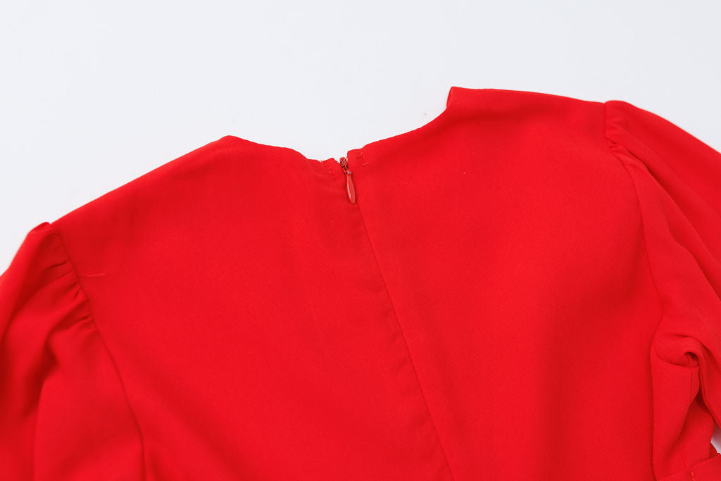 Solid Red Ruffle Dress 2Y-5Y | Stylish & Comfortable Russian Traditional Dress - MonkeyFish
