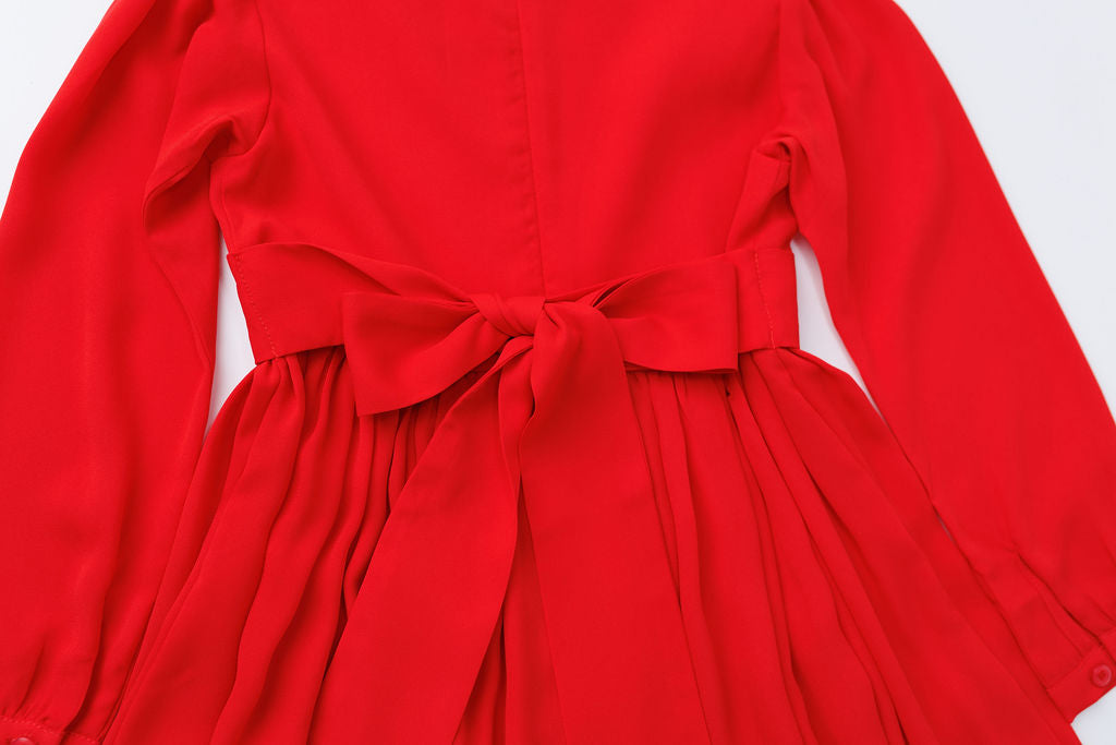 Solid Red Ruffle Dress 2Y-5Y | Stylish & Comfortable Russian Traditional Dress - MonkeyFish