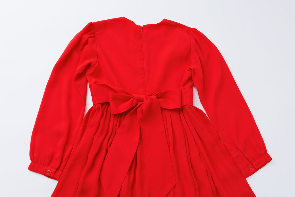 Solid Red Ruffle Dress 2Y-5Y | Stylish & Comfortable Russian Traditional Dress - MonkeyFish