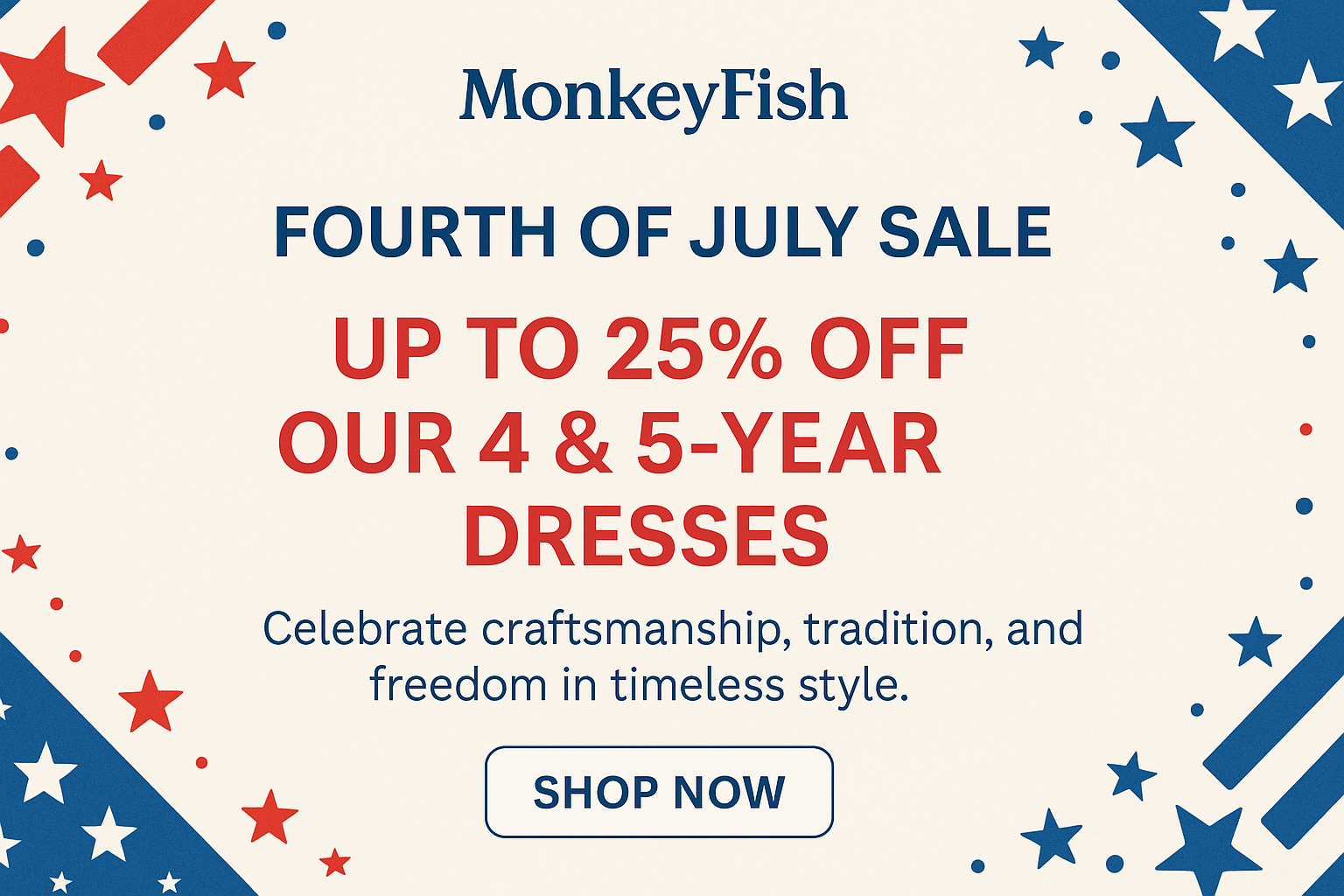 Complete Fourth of July Sale Banner with 25% Off