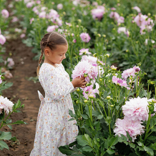 Cotton Girls Lavender Floral Dress