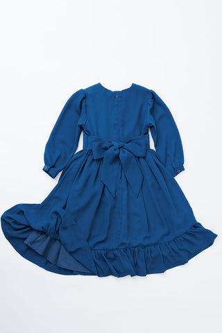 NEW Solid Blue Ruffle Dress 2Y-5Y