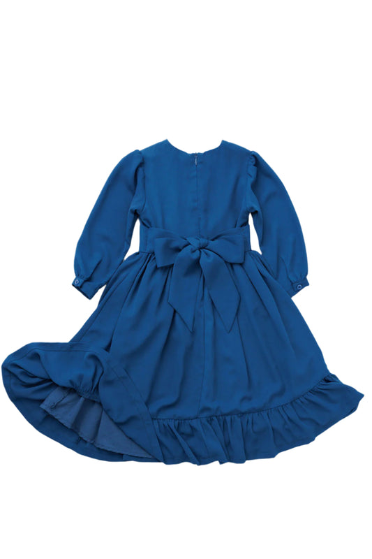 NEW Solid Blue Ruffle Traditional Dress 2Y-5Y | MonkeyFish Russian Tranditional Dress