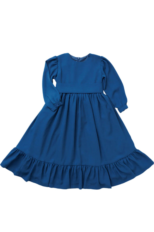 NEW Solid Blue Ruffle Traditional Dress 2Y-5Y